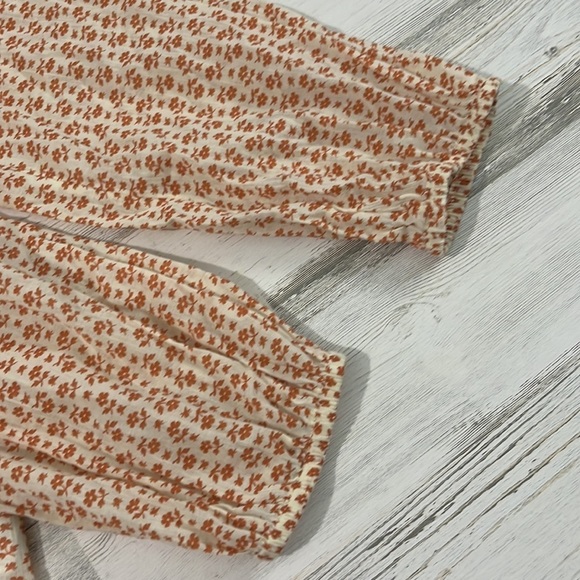 Madewell Floral Ruffle Blouse in Cream and Orange - Picture 7 of 14